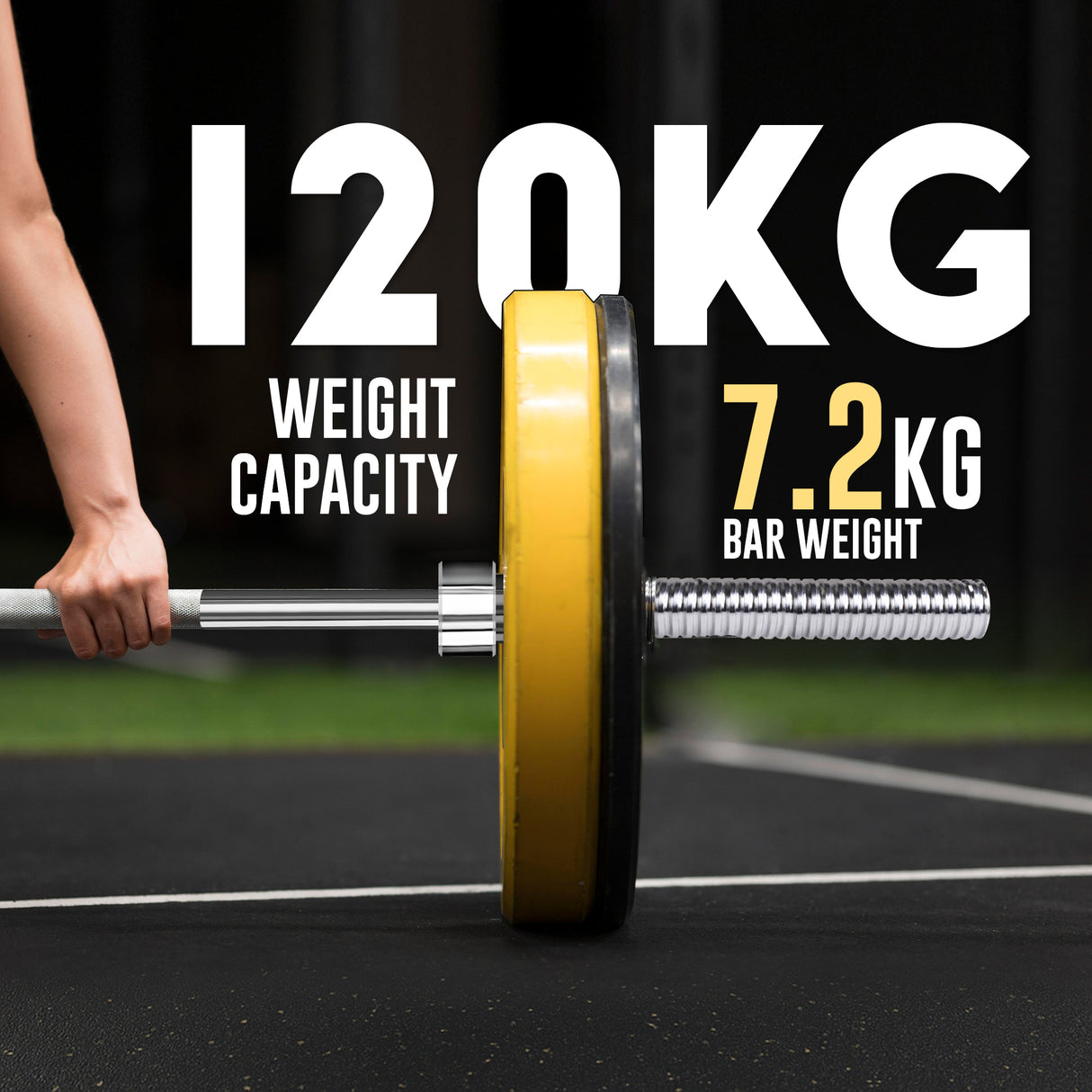 1” Spinlock Barbell Bar with Collars – Multi-Purpose Weightlifting Bar (4ft, 5ft, 6ft,7ft)