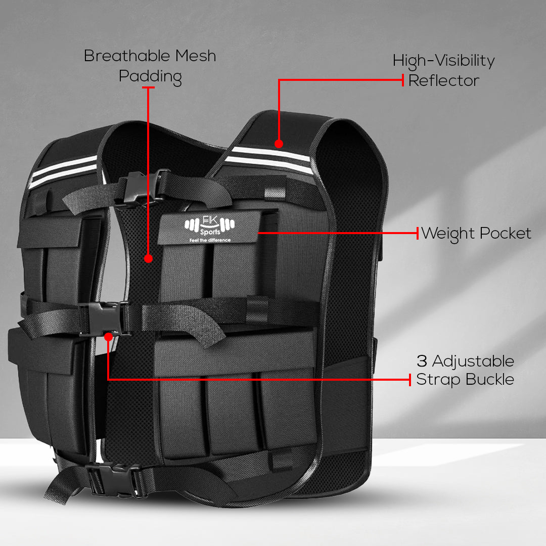 FK Sports Adjustable Weighted Vest (5kg–20kg) – Gym, Running & Strength Training Vest
