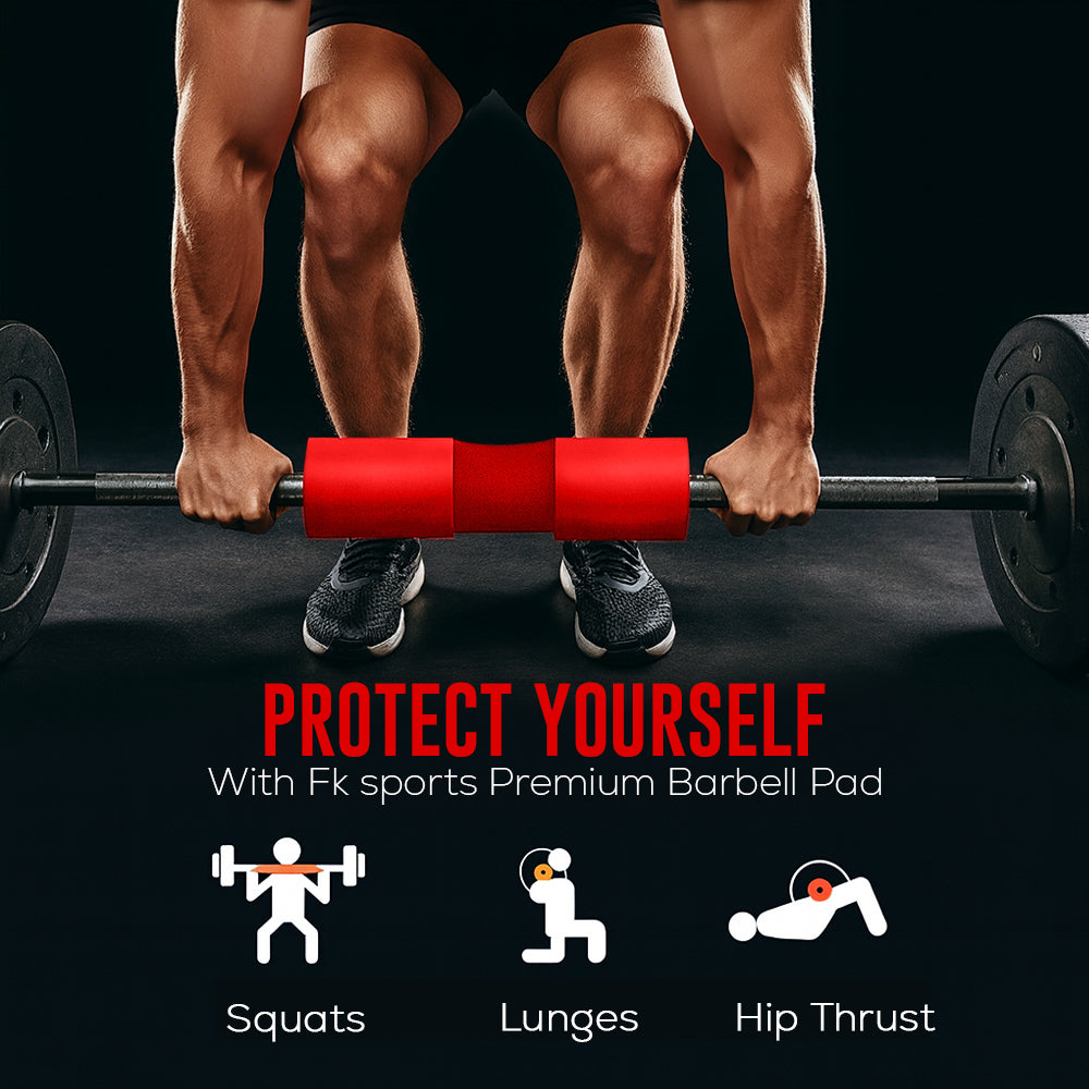 FK Sports Barbell Squat Pad – Extra-Thick Foam Cushion for Neck & Shoulder Support