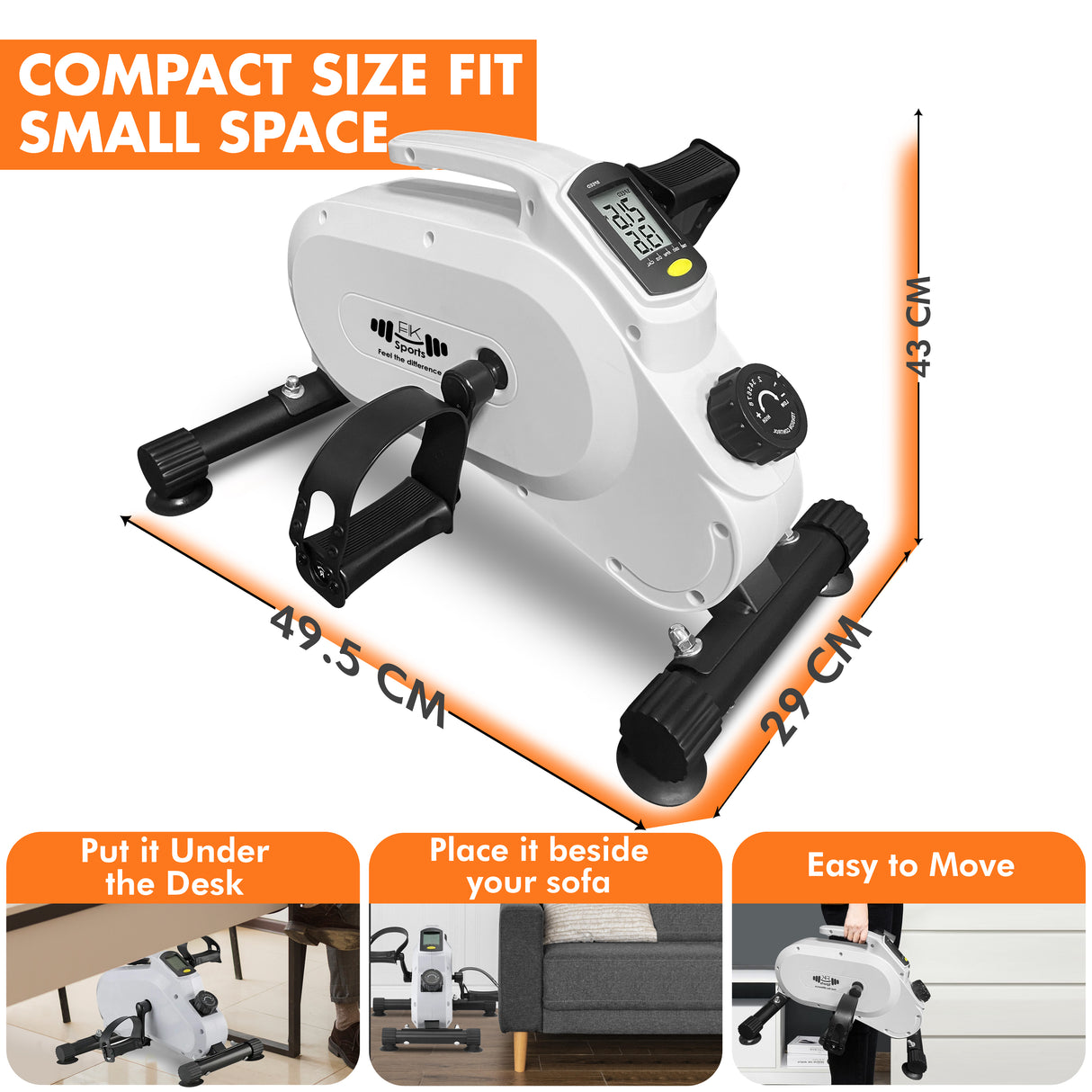 Mini Exercise Bike – Portable Under Desk Pedal Exerciser for Arm & Leg Workouts (8-Level Magnetic Resistance)