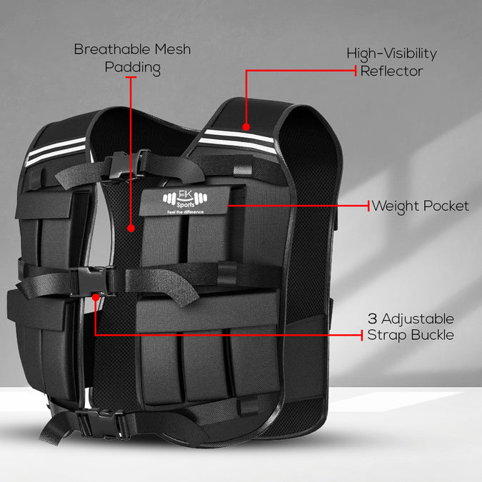 FK Sports 10KG Weighted Vest With Vibration Plate Exercise Machine – Home Gym Fitness Workout Combo