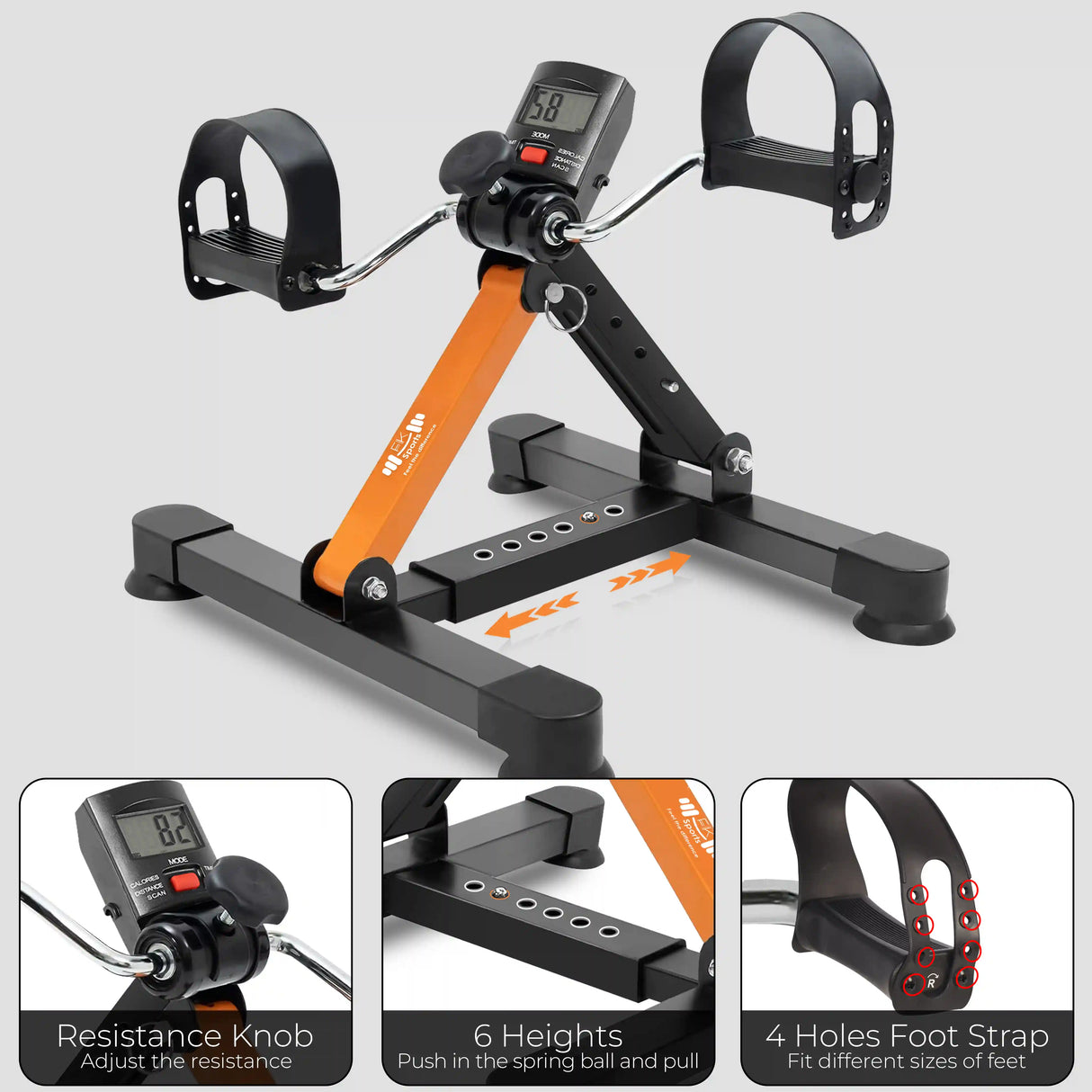 Mini Exercise Bike Portable Pedal Exerciser Resistance Cycle Indoor Gym Fitness