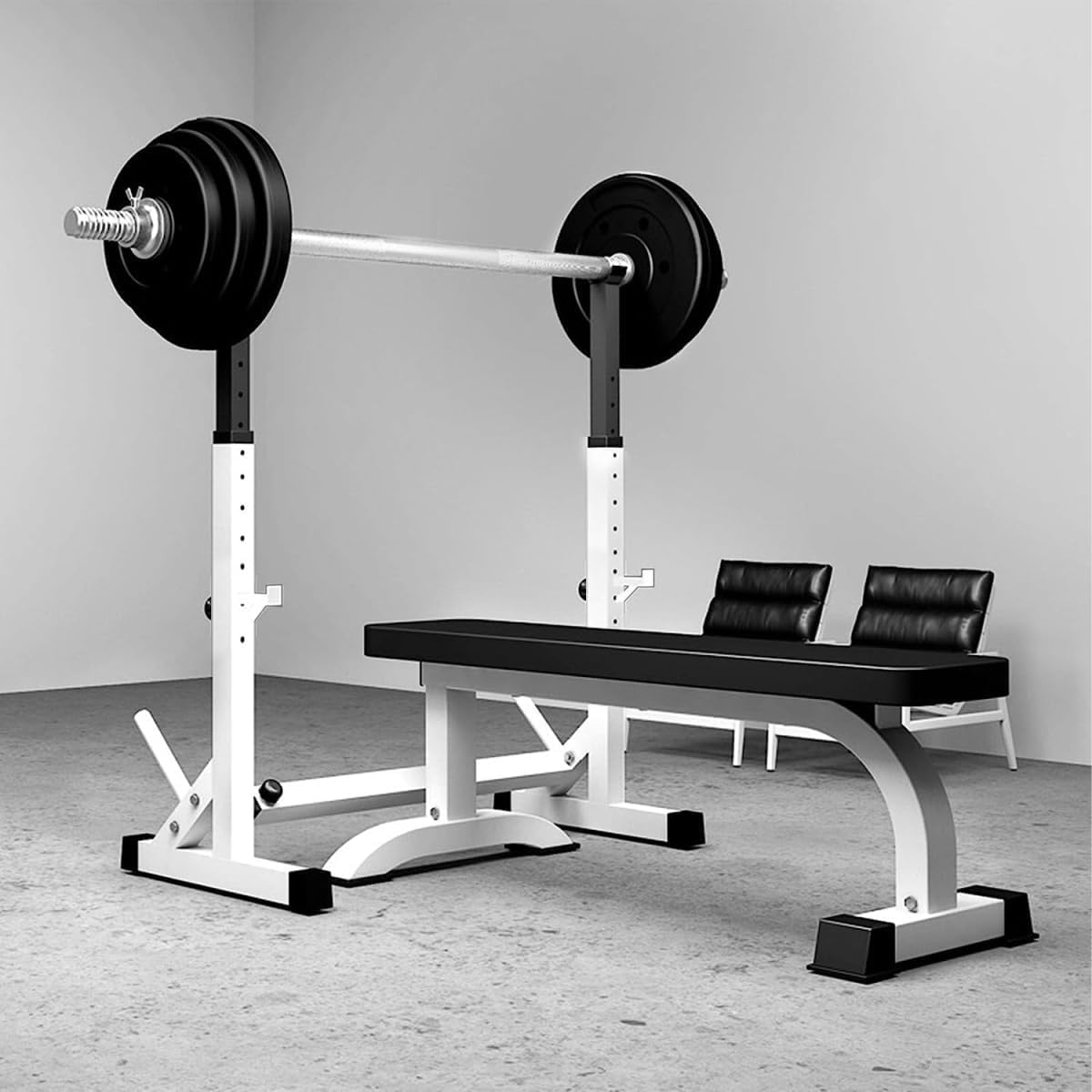 Heavy-Duty Adjustable Squat Rack – Barbell Stand for Home Gym Bench Press & Lifting
