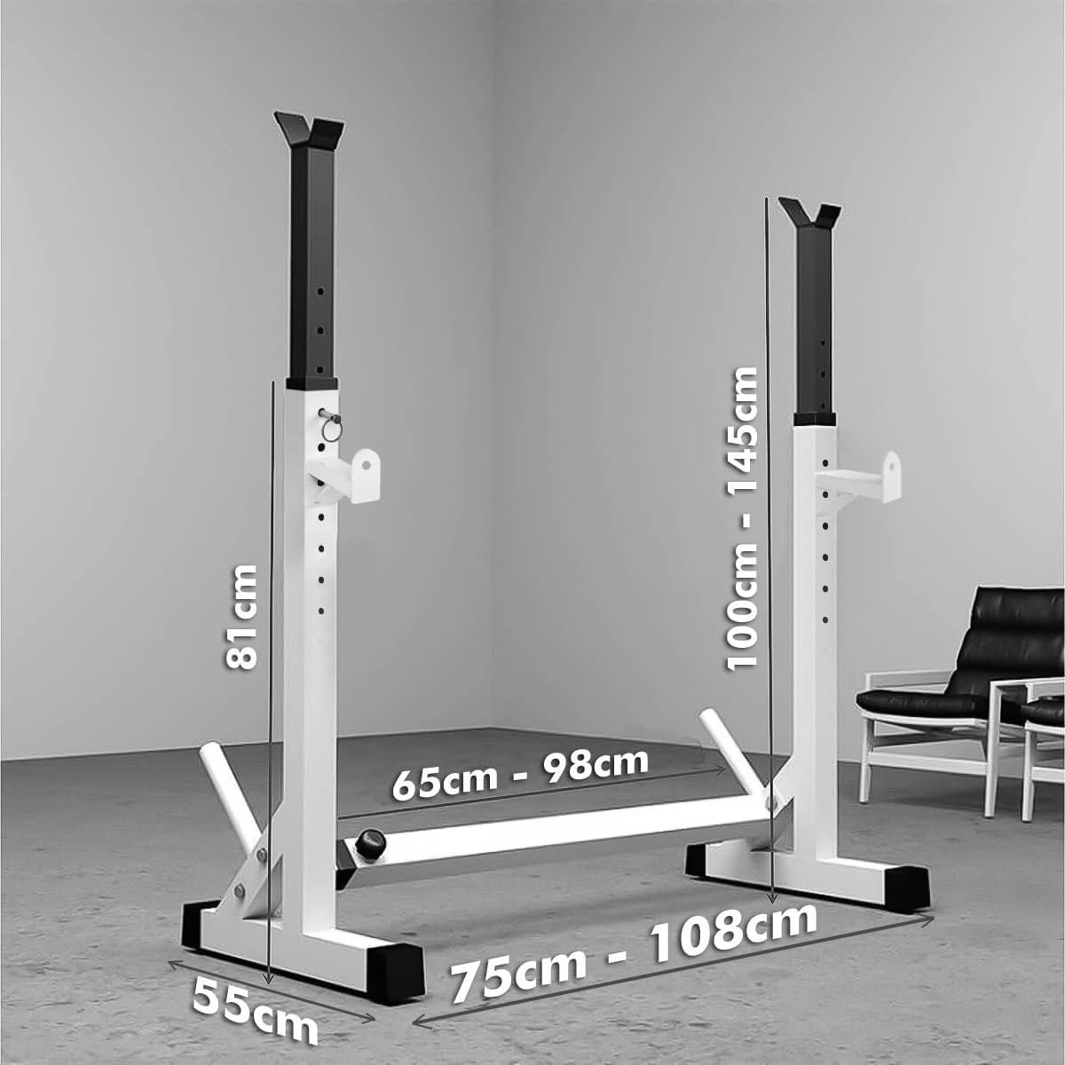 Heavy-Duty Adjustable Squat Rack – Barbell Stand for Home Gym Bench Press & Lifting
