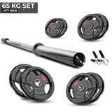 Tri-Grip Olympic Weight Plate & Barbell Set – 65kg–150kg