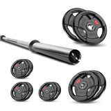 Tri-Grip Olympic Weight Plate Set with Barbell Bar