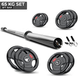 Tri-Grip Olympic Weight Plate & Barbell Set – 65kg–150kg