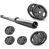 Tri-Grip Olympic Weight Plate Set with Barbell Bar