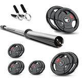 Tri-Grip Olympic Weight Plate Set with Barbell Bar