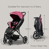 FK Sports Lightweight Foldable Baby Stroller – Compact Travel Pram with UV Canopy & Shock-Absorbing Wheels