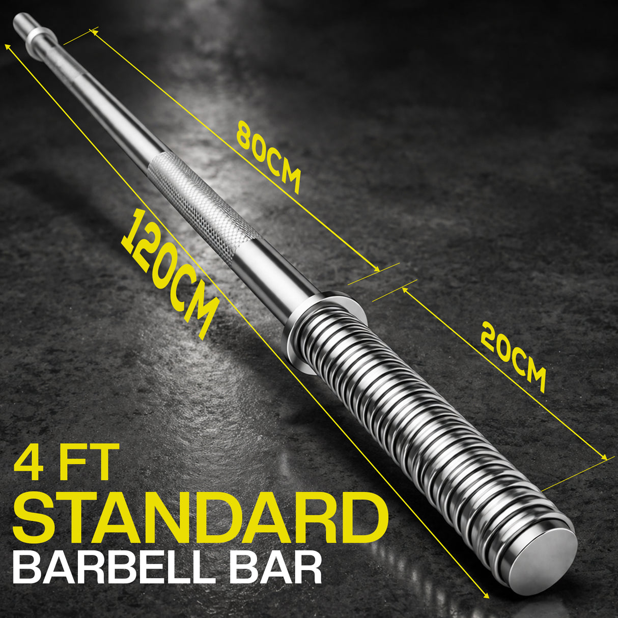 1” Spinlock Barbell Bar with Collars – Multi-Purpose Weightlifting Bar (4ft, 5ft, 6ft,7ft)