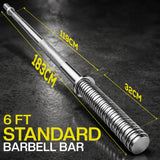 1” Spinlock Barbell Bar with Collars – Multi-Purpose Weightlifting Bar (4ft, 5ft, 6ft,7ft)