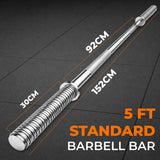 1” Spinlock Barbell Bar with Collars – Multi-Purpose Weightlifting Bar (4ft, 5ft, 6ft,7ft)