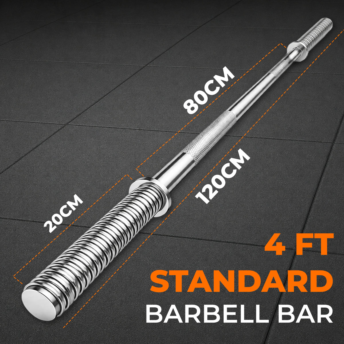 1” Spinlock Barbell Bar with Collars – Multi-Purpose Weightlifting Bar (4ft, 5ft, 6ft,7ft)