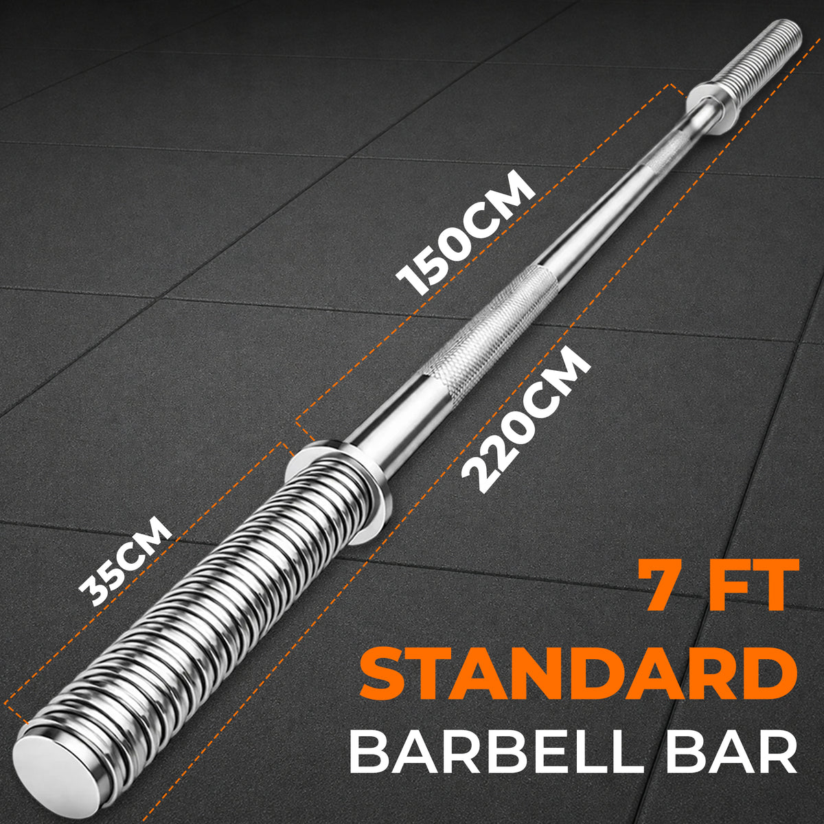 1” Spinlock Barbell Bar with Collars – Multi-Purpose Weightlifting Bar (4ft, 5ft, 6ft,7ft)