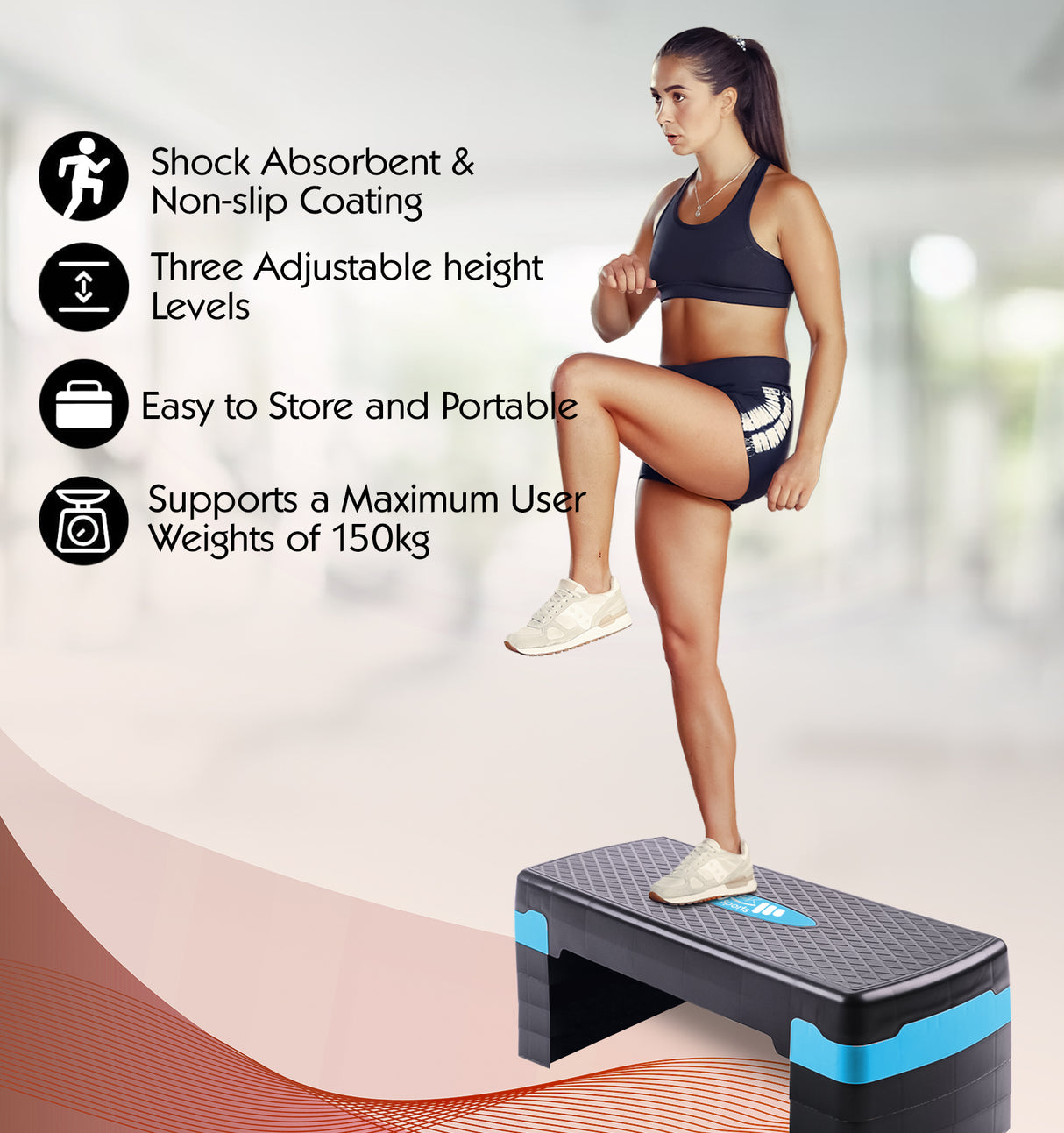 Aerobic Stepper Adjustable Height 2-3-5 Levels Exercise Stepper for Home Yoga