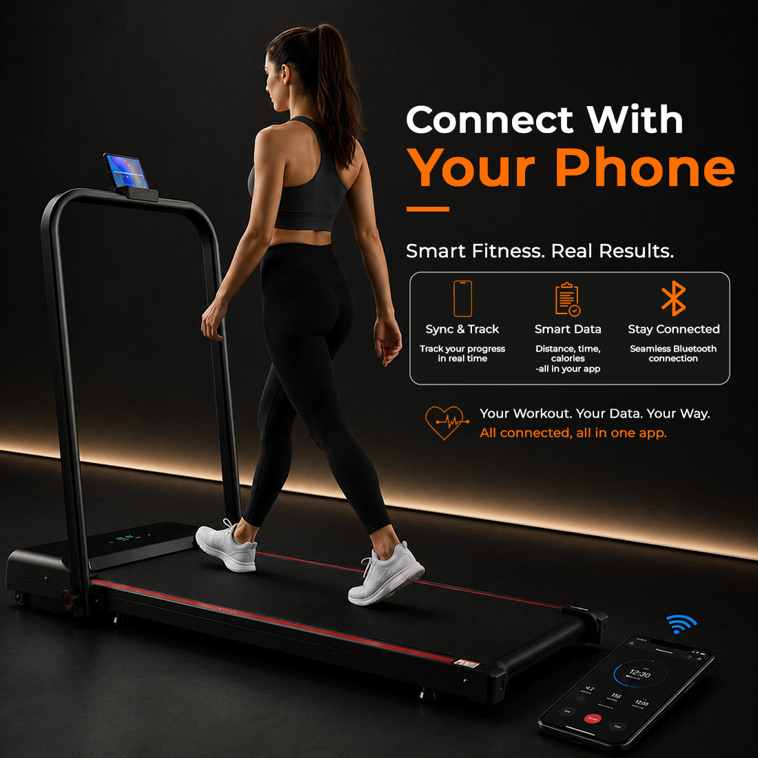 Walking Pad – Foldable Under Desk Treadmill, 12 Km/h, Home & Office Fitness