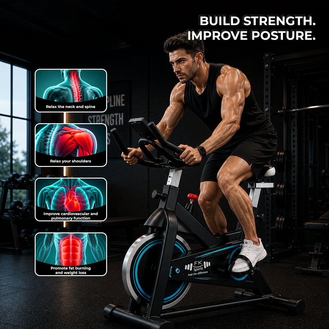 Exercise Bike Cardio Cycle Indoor Training LCD Screen 8KG-10Kg Flywheel Optional Fitness Gym