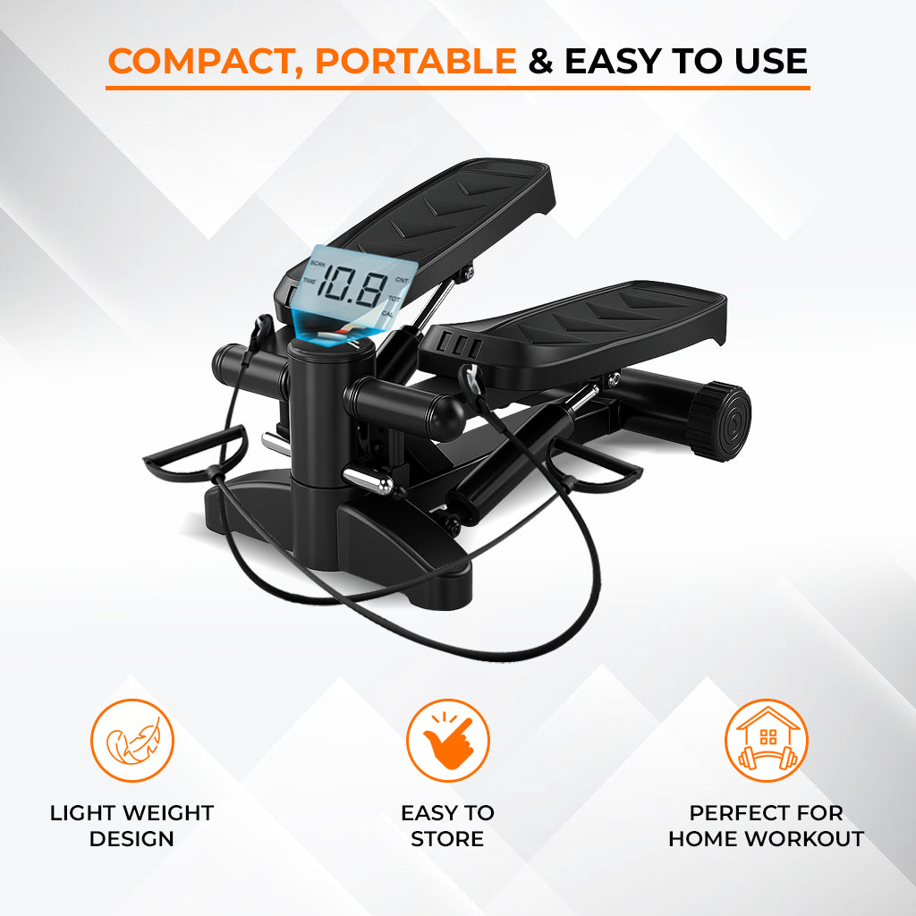 Twist Stepper Machine – Compact Mini Stepper for Home Cardio with LCD Display & Bands