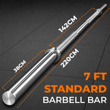 Standard 1" Chrome Barbell Bar – 4ft, 5ft, 6ft, 7ft | Knurled Grip, Collars Included