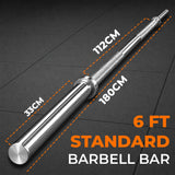 Standard 1" Chrome Barbell Bar – 4ft, 5ft, 6ft, 7ft | Knurled Grip, Collars Included