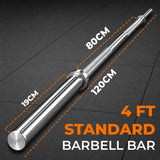 Standard 1" Chrome Barbell Bar – 4ft, 5ft, 6ft, 7ft | Knurled Grip, Collars Included