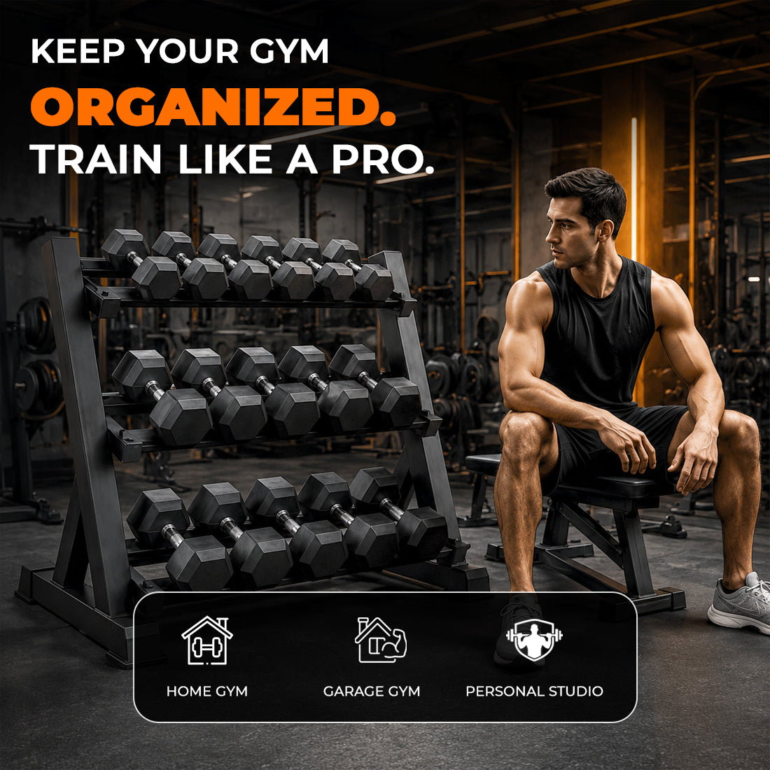 Heavy-Duty 3 Tier Dumbbell Rack Storage Stand | FK Sports