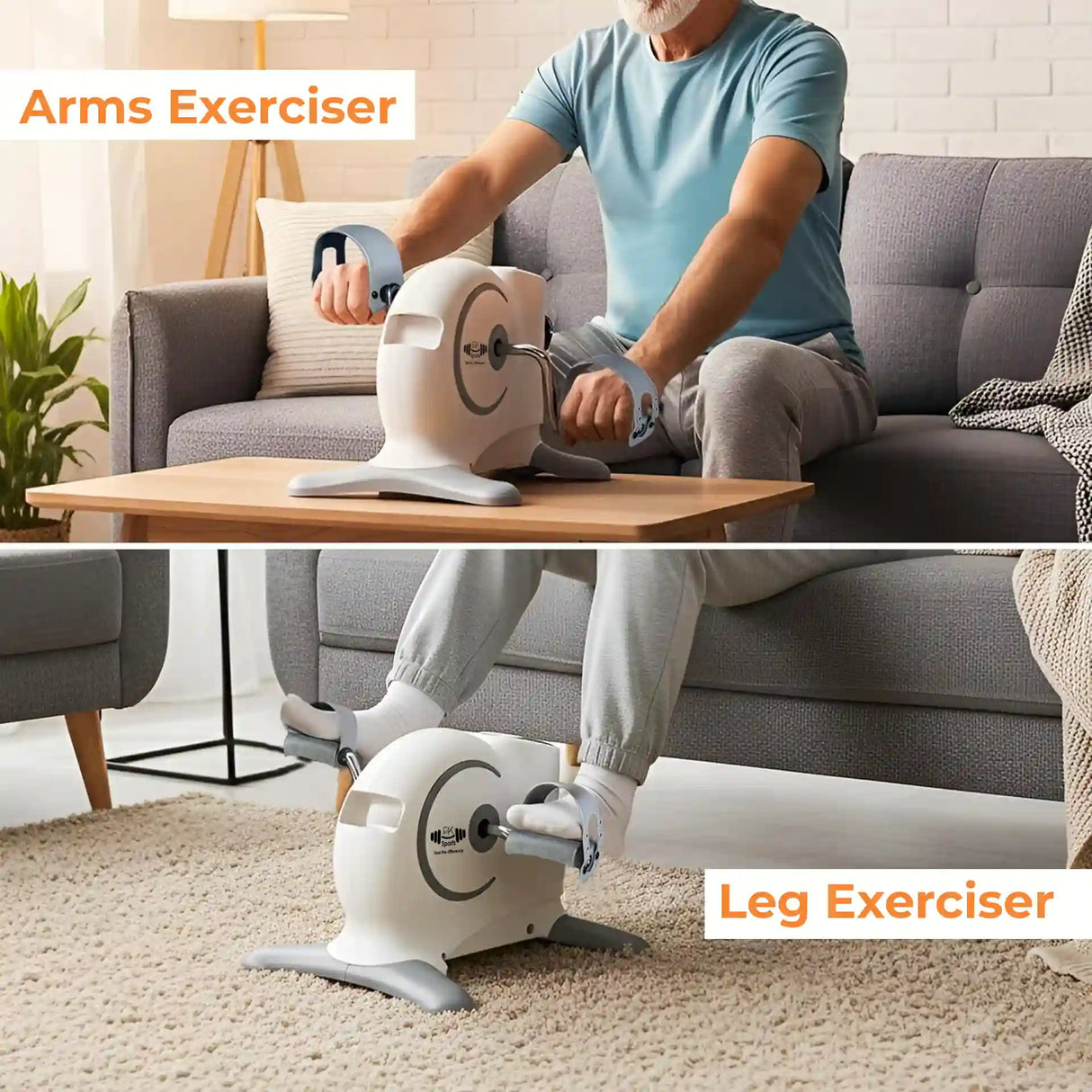 White Mini Exercise Bike Pedal Exerciser with LCD Display – Under Desk Arm & Leg Trainer