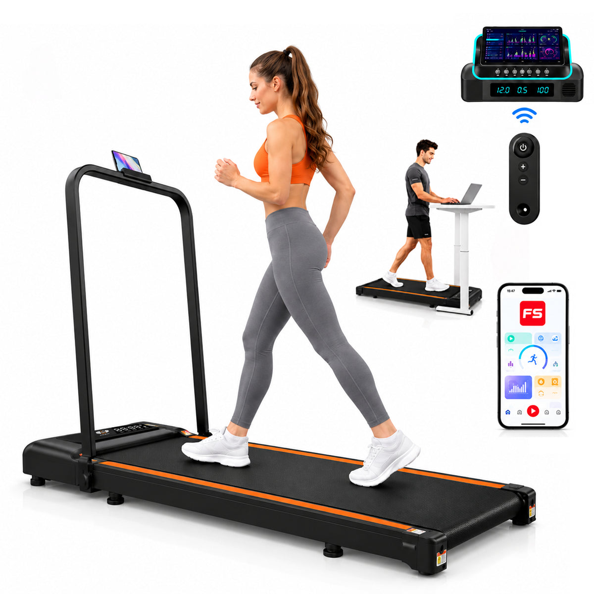 Foldable Walking Pad Under-Desk Treadmill – 6km/h, 2.5HP