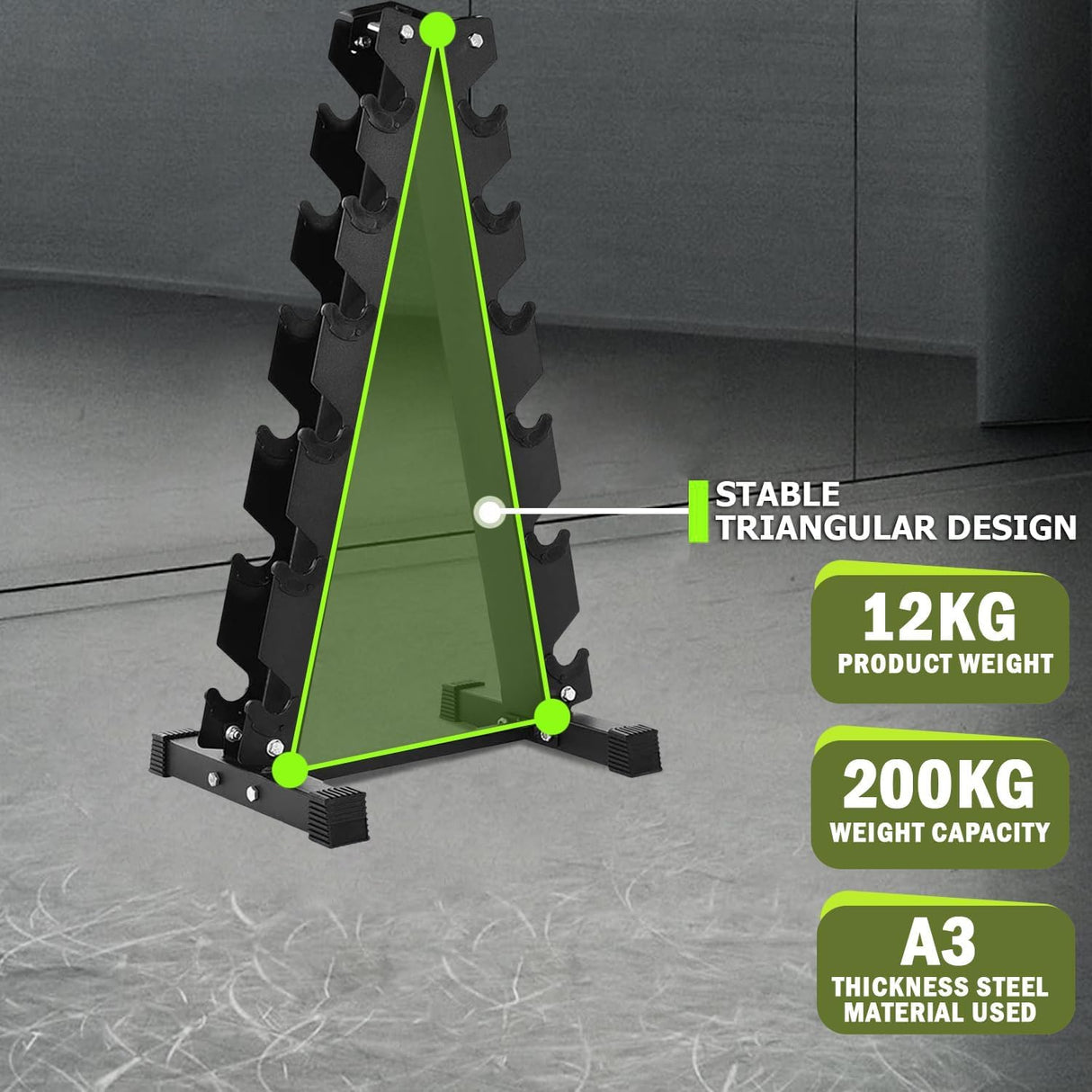 Dumbbell Rack – 6-Tier Heavy-Duty Steel Weight Stand