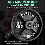 Olympic Cast Iron Weight Plates – 2-Inch Barbell Weights (2.5kg to 25kg) – Heavy-Duty Plates for Home Gym & Fitness – Sold in Pairs