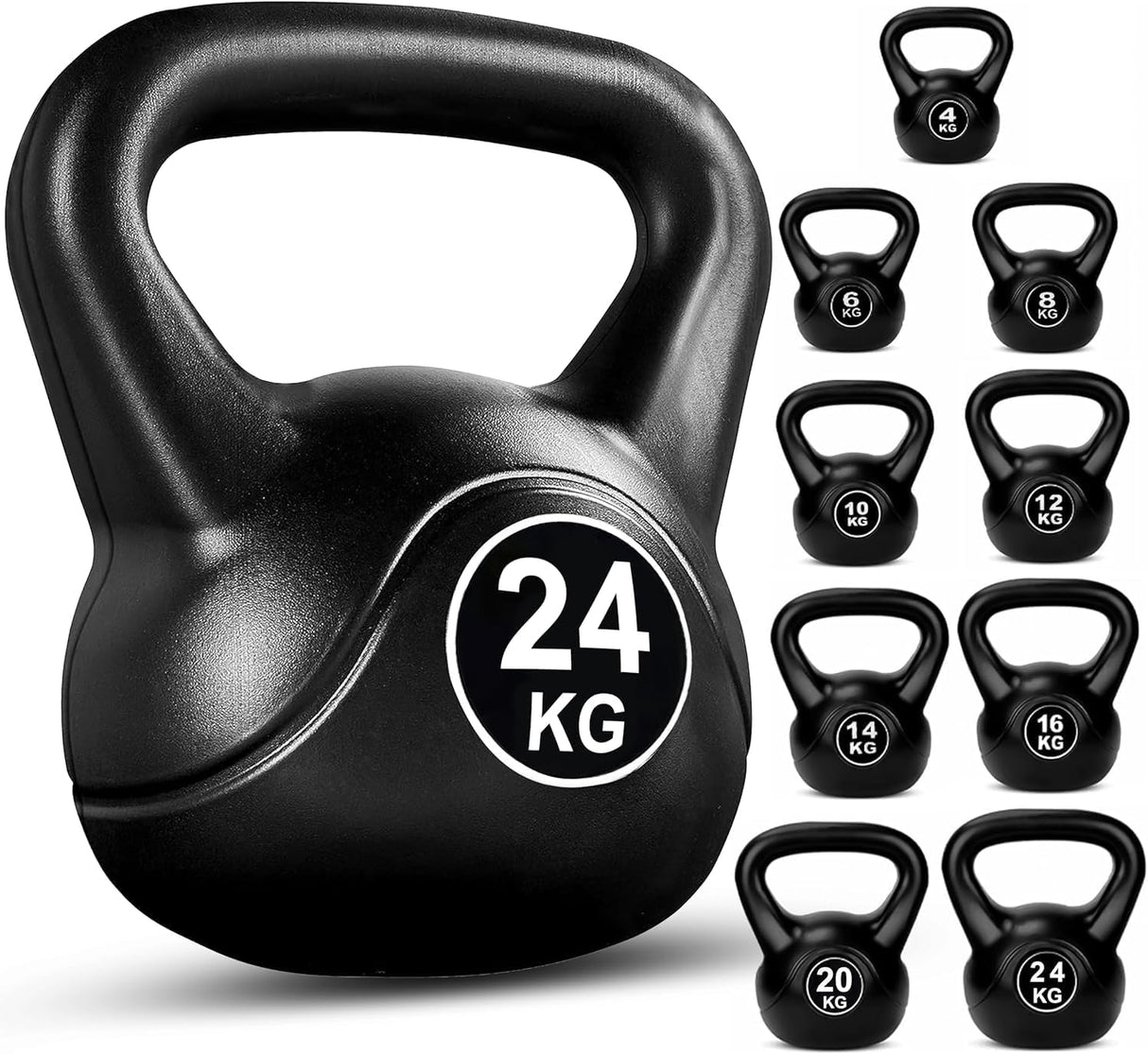 Vinyl Coated Kettlebells – Heavy Weight Kettlebell Set for Home Gym Workouts (2kg to 24kg) – Strength Training for Men & Women