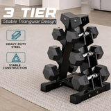 FK Sports 3 Tier Hex Dumbbell Tree Rack – Heavy-Duty Steel Weight Hex Storage Stand