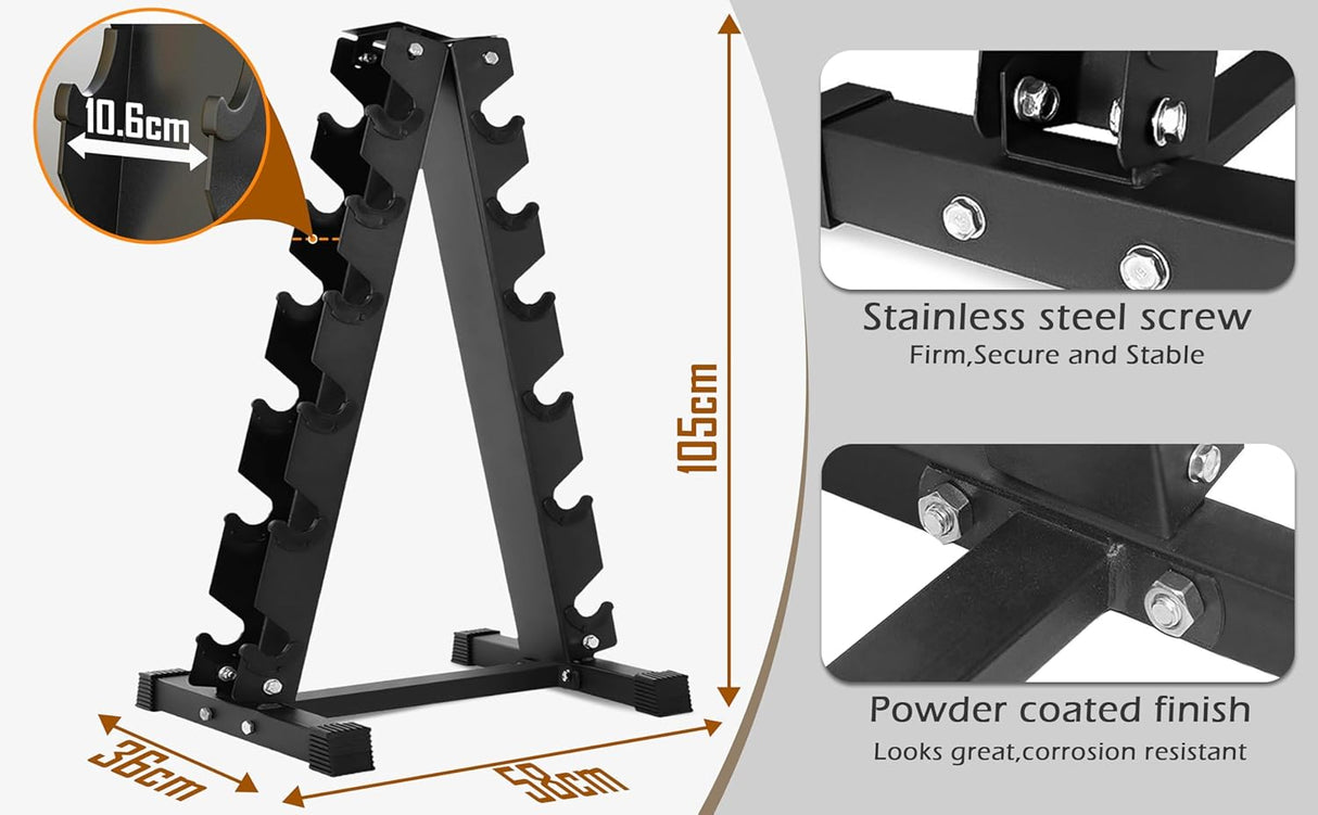 Dumbbell Rack – 6-Tier Heavy-Duty Steel Weight Stand