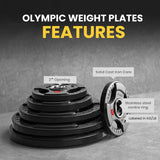 150KG Olympic Weight Plates + 7FT Olympic Barbell Set