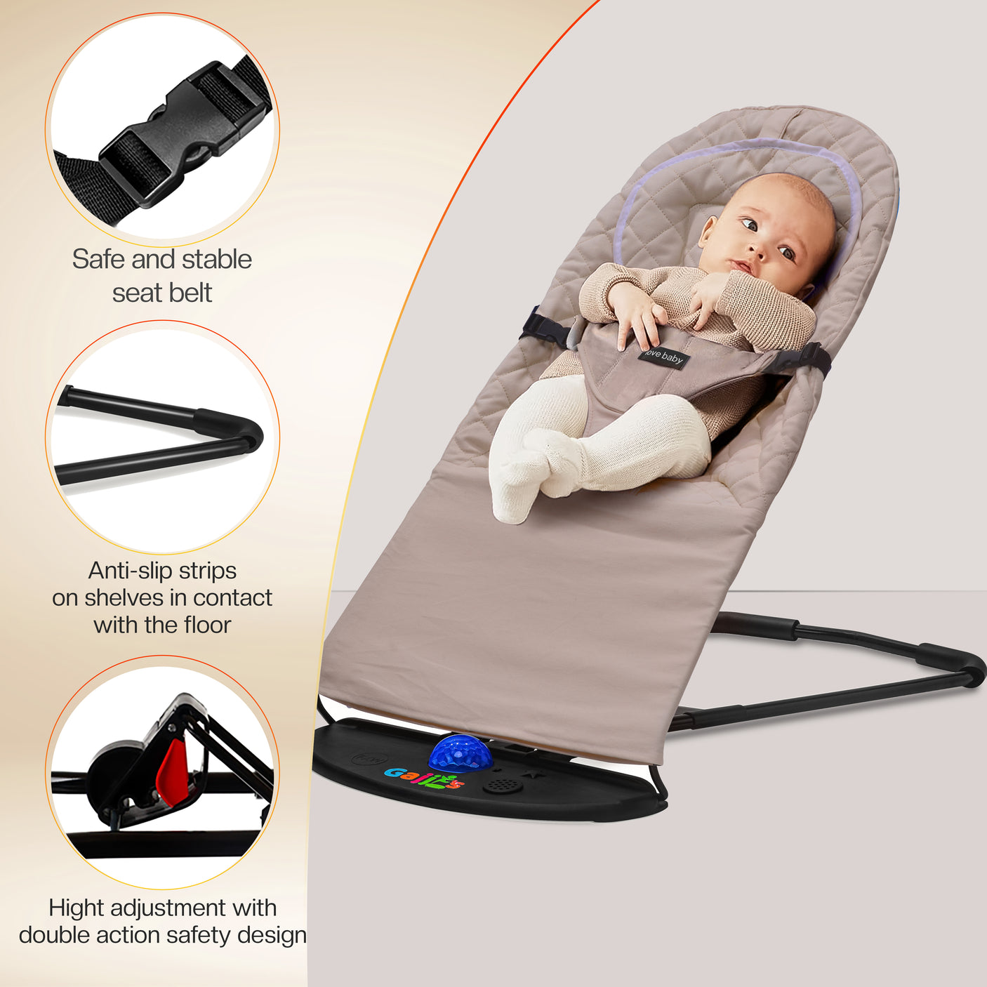 Newborn Baby Bouncer Chair Foldable Infant Rocking Seat UK | FK Sports