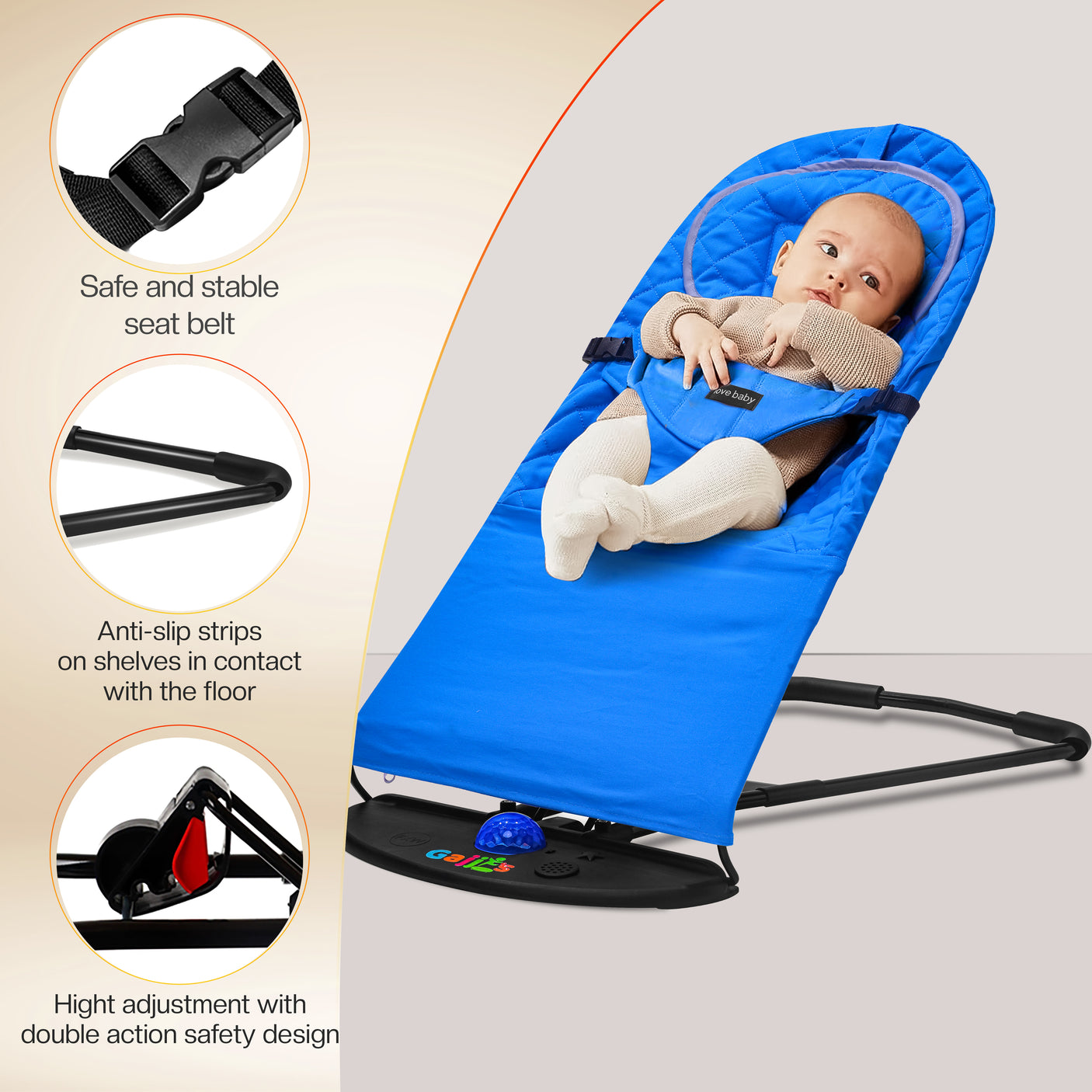 Newborn Baby Bouncer Chair Foldable Infant Rocking Seat UK | FK Sports