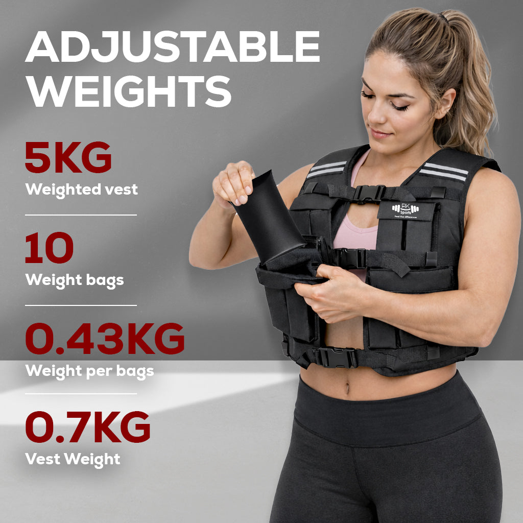FK Sports Adjustable Weighted Vest (5kg–20kg) – Gym, Running & Strength Training Vest