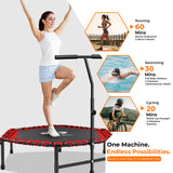 Hexagonal Fitness Trampoline Rebounder with Adjustable Handle – 40/48 Inch | FK Sports