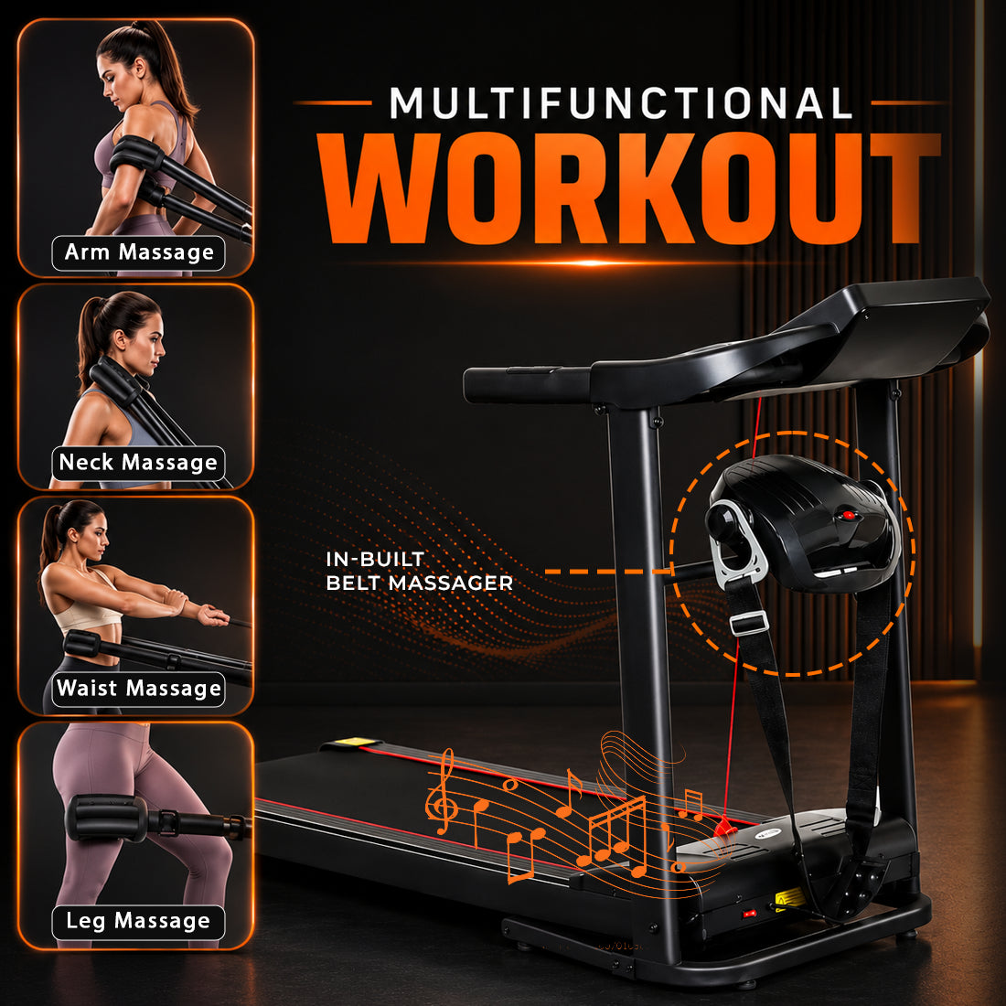 Foldable Electric Treadmill 1–12 km/h with Incline & Massager – Compact Home Gym Running Machine