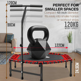 40"/48" Mini Rebounder Trampoline – Quiet Bungee Fitness Trampoline for Adults with Adjustable Handle