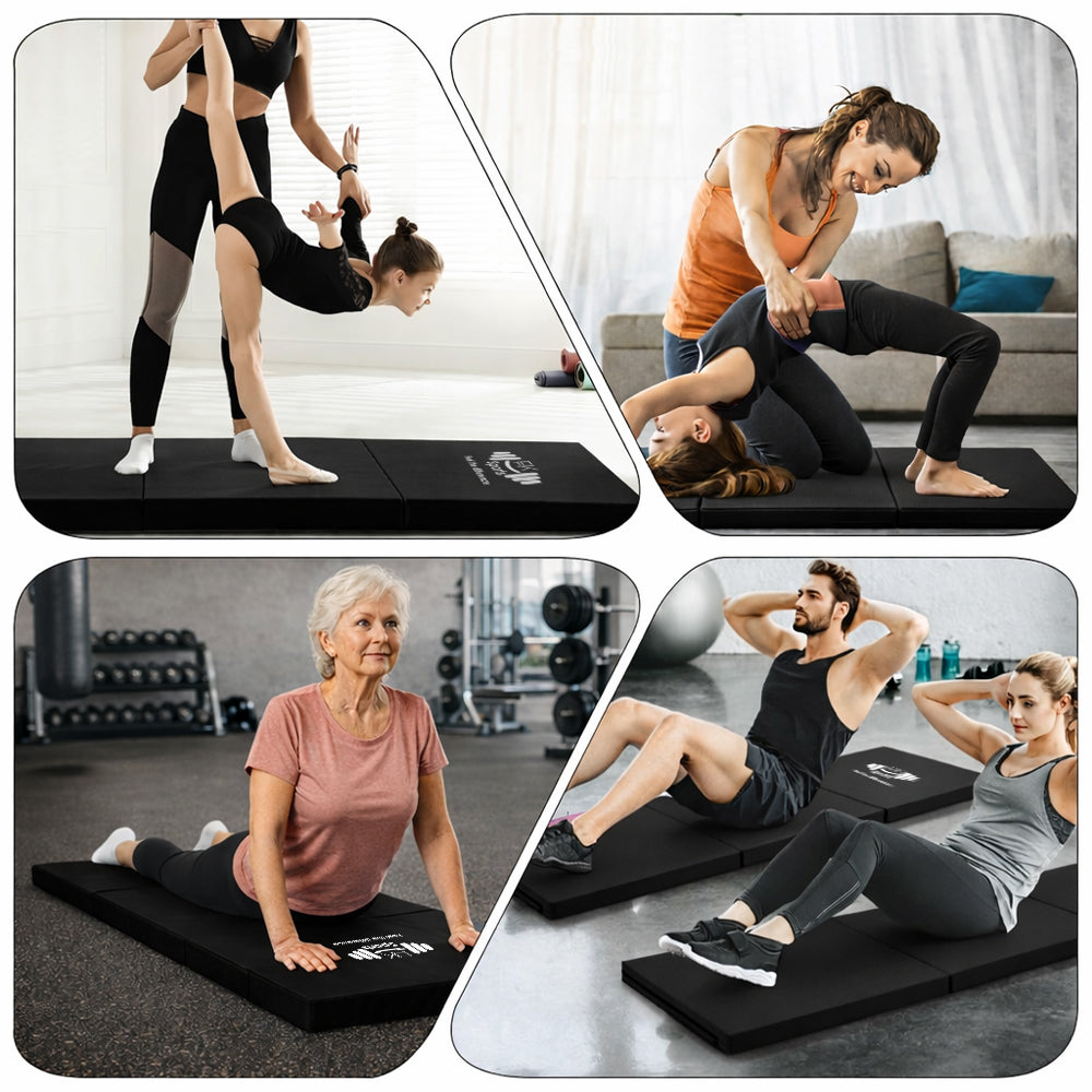 Tri Folding Mat Exercise Gym Gymnastic Fitness Workout Mat with Handles 3 Panels