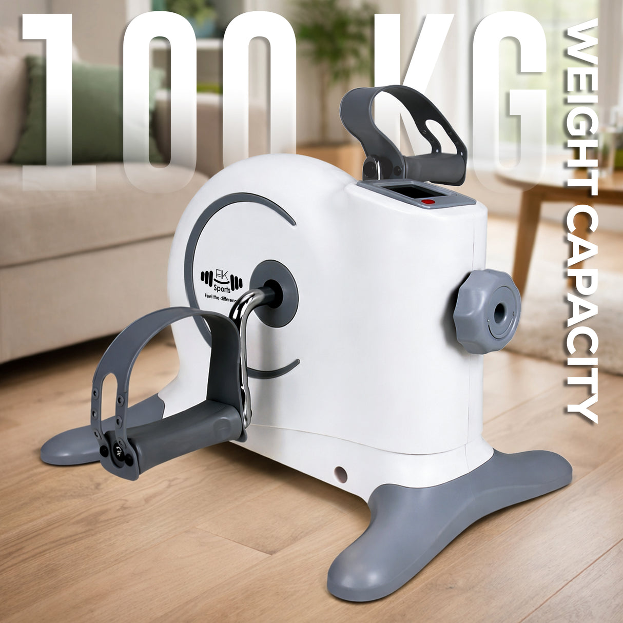 FK Sports Mini Exercise Bike Pedal Exerciser with LCD Display | Under Desk Bike for Arm & Leg Exercise (White)