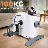 White Mini Exercise Bike Pedal Exerciser with LCD Display – Under Desk Arm & Leg Trainer