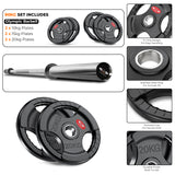 Tri-Grip Olympic Weight Plate & Olympic Barbell Set. 55 - 140 KG