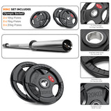 Tri-Grip Olympic Weight Plate & Olympic Barbell Set. 55 - 140 KG