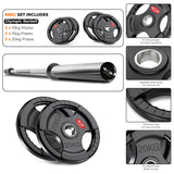 Tri-Grip Olympic Weight Plate & Olympic Barbell Set. 55 - 140 KG