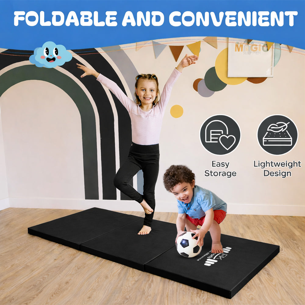 Tri Folding Mat Exercise Gym Gymnastic Fitness Workout Mat with Handles 3 Panels