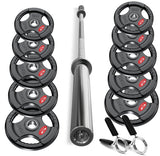 150KG Olympic Weight Plates + 7FT Olympic Barbell Set