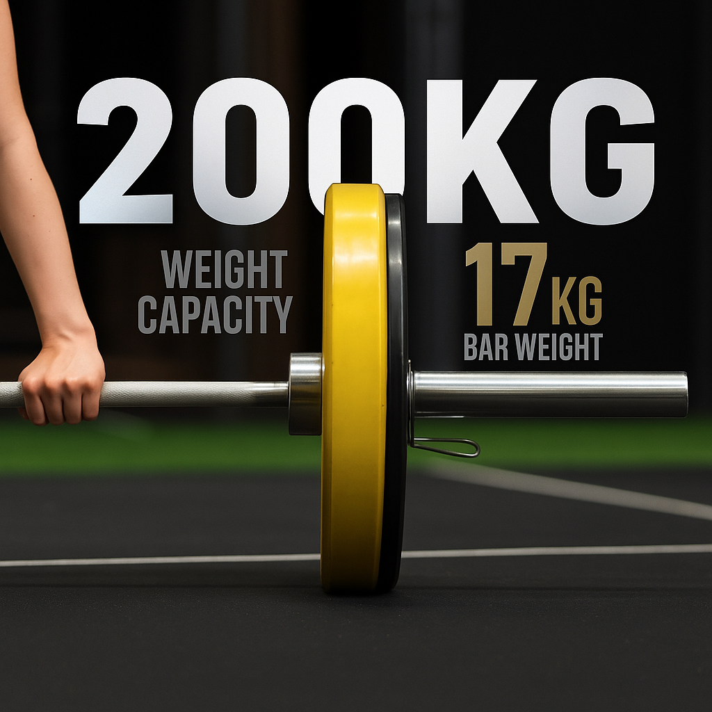 Olympic Barbell Bar – 2" Chrome Finish | 4ft, 5ft, 6ft, 7ft with Collars | Anti-Slip Grip for Weightlifting & Strength Training